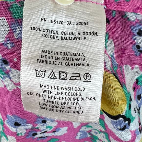 Anthro Holding Horses Pink Floral Print Long Sleeve Button-Down Cotton Shirt 10 - Picture 7 of 7